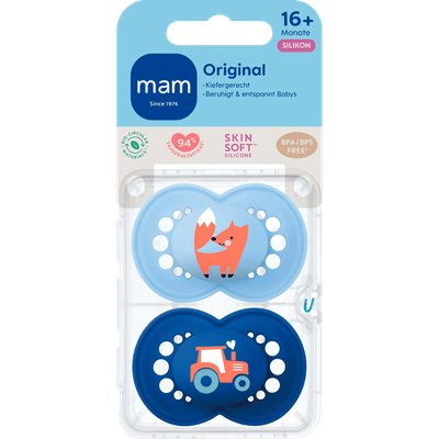 MAM Original Pure Silikon Fopspeen 16+ mnd Blauw - 2 stuks