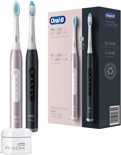 Oral-B Pulsonic Slim Luxe 4900 Elektrische tandenborstel Zwart/Rosegold - 2 Handstukken - Elektrische tandenborstel