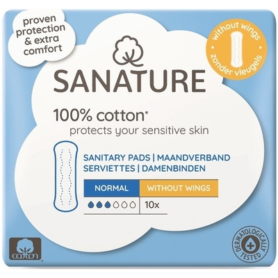 Sanature - Maandverband Normaal Zonder Vleugels - 100% Katoenen - 10 stuks