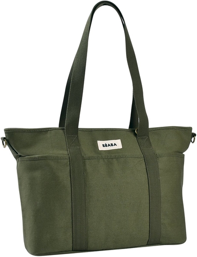 Béaba Madrid Luiertas – 22L Tote Bag – Met Verschoonmat, Isothermisch Vak & Wandelwagenbevestiging – Waterafstotend – Lichen/Seagrass (Kaki)