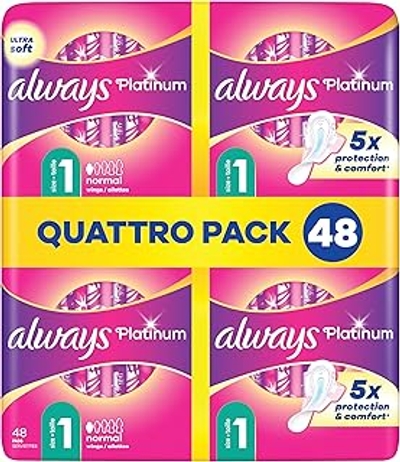 Always Platinum Normal Maat 1 Maandverband Met Vleugels - 48 stuks