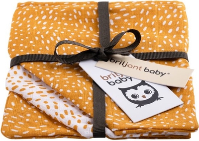 Briljant Baby - Hydrofiele Monddoekjes Minimal Dots (3pack) - Hydrofiele doeken - Ochre
