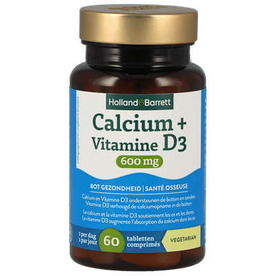 Holland & Barrett Calcium + Vitamine D3 600mg - 60 tabletten