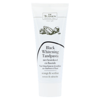 De Tuinen Black Whitening Tandpasta Houtskool + Fluoride - 75ml