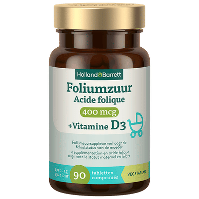 Holland & Barrett Foliumzuur 400mcg + Vitamine D3 - 90 tabletten