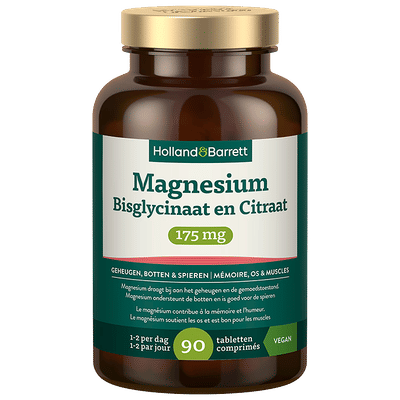 Holland & Barrett Magnesium Bisglycinaat en Citraat 175mg - 90 tabletten