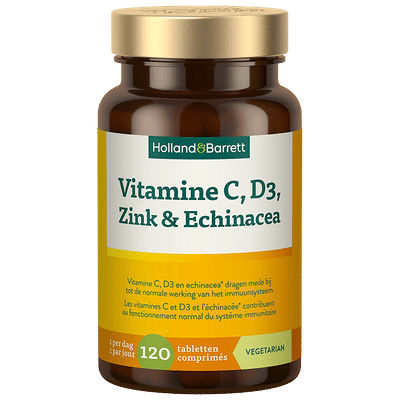 Holland & Barrett Vitamine C, D3, Zink & Echinacea - 120 tabletten