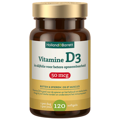Holland & Barrett Vitamine D3 In Olijfolie 50mcg - 120 stuks