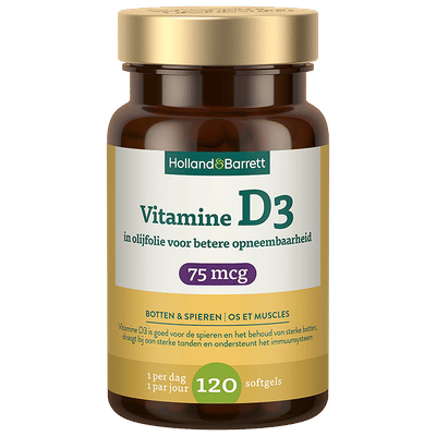 Holland & Barrett Vitamine D3 In Olijfolie 75mcg - 120 stuks