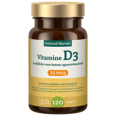 Holland & Barrett Vitamine D3 In Olijfolie 25mcg - 120 stuks