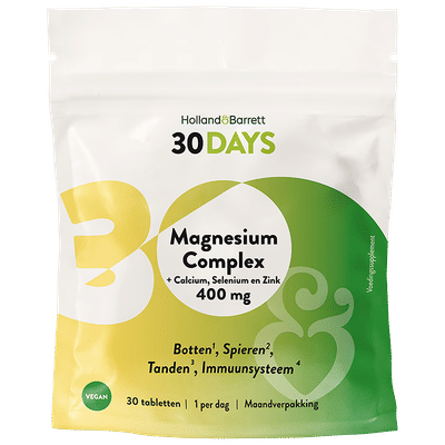 Holland & Barrett 30DAYS Magnesium Complex 400mg + Calcium, Selenium En Zink - 30 tabletten