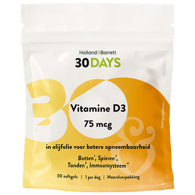 Holland & Barrett 30DAYS Vitamine D3 75mcg - 30 stuks