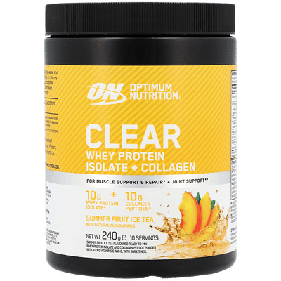 Optimum Nutrition Clear Whey Protein Isolate + Collagen Summer Fruit Ice Tea - 10 scoops