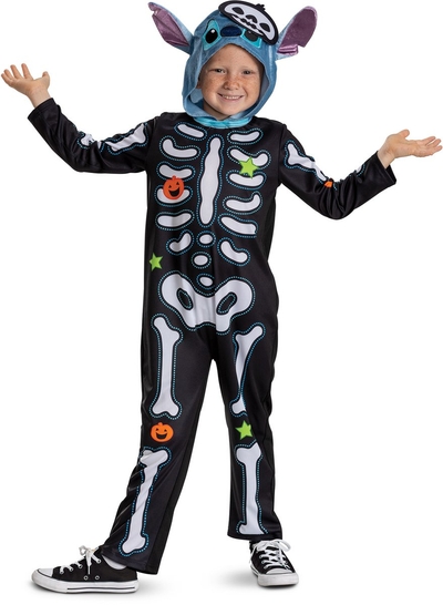 Disney Lilo & Stitch Classic Skeleton Kostuum Zwart 3-4 Years