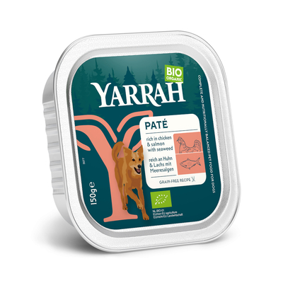 Yarrah Wellness Bio Paté 12 x 150 g Hondenvoer - Bio Kip met Bio Zalm en Bio Zeewier - natvoer honden