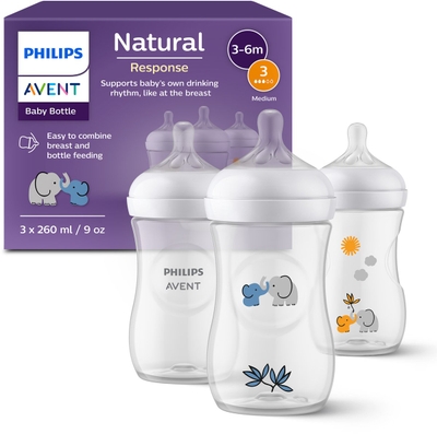 Philips Avent Natural Response Babyflessen 260ml – Flow 3- 3 flessen - SCY903/63