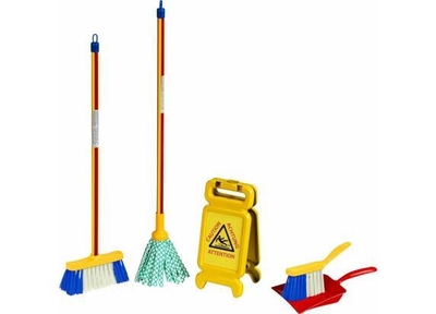 Klein We clean schoonmaakset met bord slipgevaar