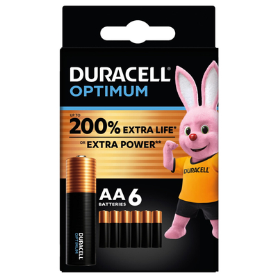 2x Duracell Alkaline Batterijen Optimum Promo AA 6 stuks