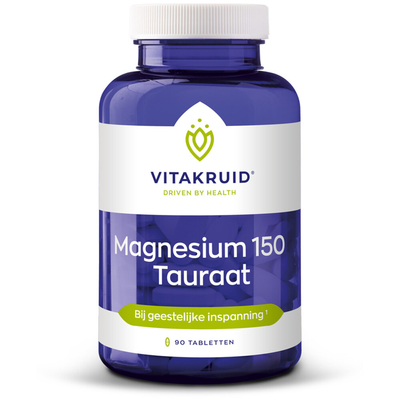 2x Vitakruid Magnesium 150 Tauraat 90 tabletten