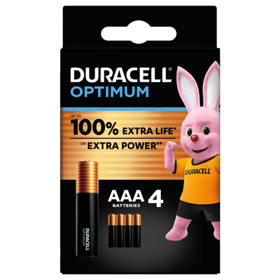 2x Duracell Alkaline Batterijen Optimum AAA 4 stuks