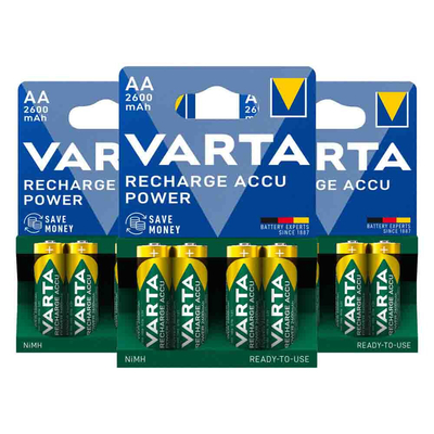 3x Varta Oplaadbare Batterijen AA 2600 mAh Blister 4 stuks