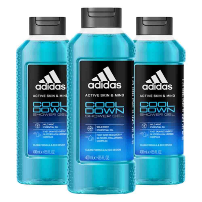 3x Adidas Shower Gel Active Skin&Mind Cool Down 400 ml