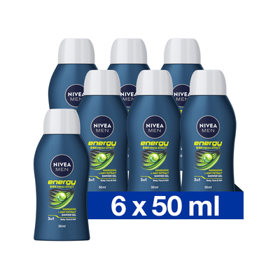 6x NIVEA Men Douchegel Energy Mini Reisformaat 50 ml