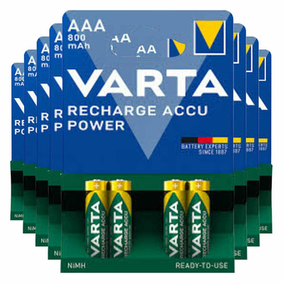 8x Varta Recharge Accu Power Oplaadbare Batterijen AAA 800mAh 4 stuks
