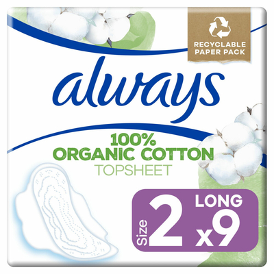 Always Cotton Protection - Long - Maandverband Met Vleugels  10 x 9 stuks