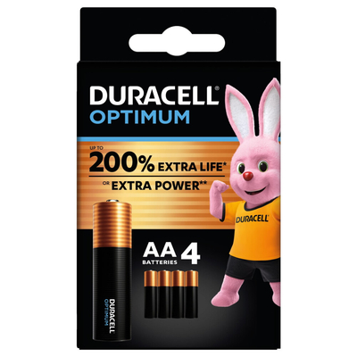 2x Duracell Alkaline Batterijen Optimum AA 4 stuks