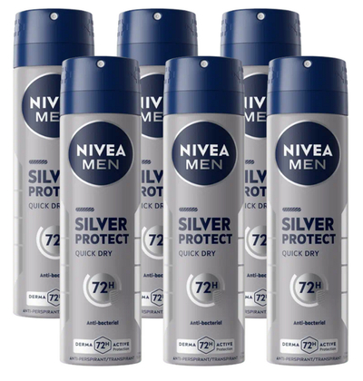 Nivea Men Silver Protect Anti-transpirant Spray Voordeelverpakking 6x150 ml