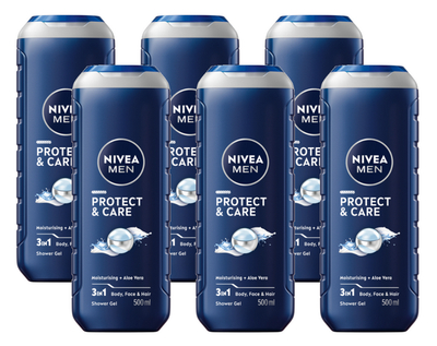 Nivea Men - Protect & Care 3-in-1 Shower Gel Voordeelverpakking 6x500 ml