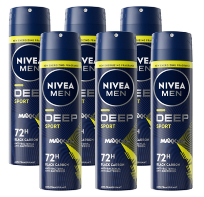 Nivea Men Deep Sport Deodorant Spray Voordeelverpakking 6x150 ml
