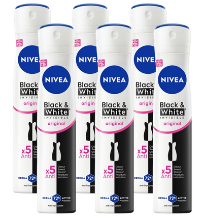 Nivea Black & White Original Anti-transpirant Voordeelverpakking 6x200 ml