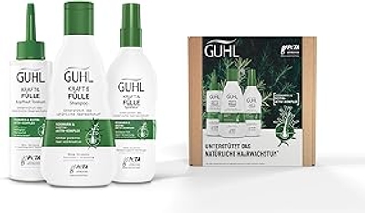 Guhl Kracht & Volume, voordeelset, inhoud: shampoo, 250 ml + tonicum hoofdhuid, 125 ml + sproeikuur, 150 ml - voor dunner wordend haar dat naar haaruitval neigt