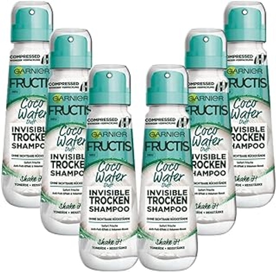 Garnier Droogshampoo tegen vettig en plat haar, anti-vet effect en volumeboost, shampoo met veganistische formule, Fructis Invisible Coco Water, 6 x 100 ml