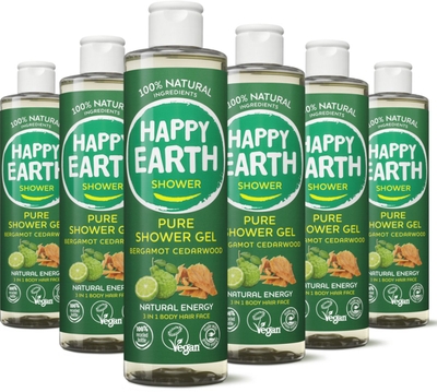 Happy Earth 100% Natuurlijke Bundel Pure Douchegel Bergamot Cedarwood 300ML