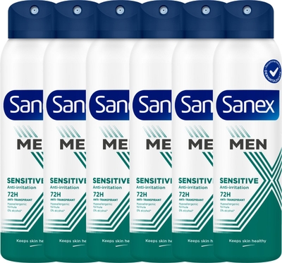 Sanex Men Sensitive 72H Anti-Transpirant Deodorant Spray 6 x 150ml