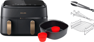 Philips 3000 series Dual Basket NA352/00 + Dubbellaagse kookset + Bakmeesterset