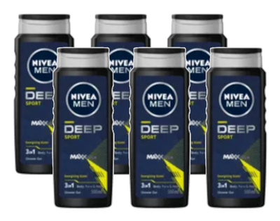 Nivea Men Deep Sport Douchegel Voordeelverpakking 6x500 ml