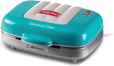 Ariete 1972/01 - 50's Style tosti apparaat - ook voor donuts & muffins - 700W - 3 verwisselbare platen - licht blauw