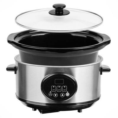Emerio Slowcooker 240W - 3.5L - Warmhoudfunctie - Digitaal Display - 3 Warmte Instellingen - Uitneembare Keramische Binnenpan - Transparante Glazen Deksel - Cool Touch - SC-129406
