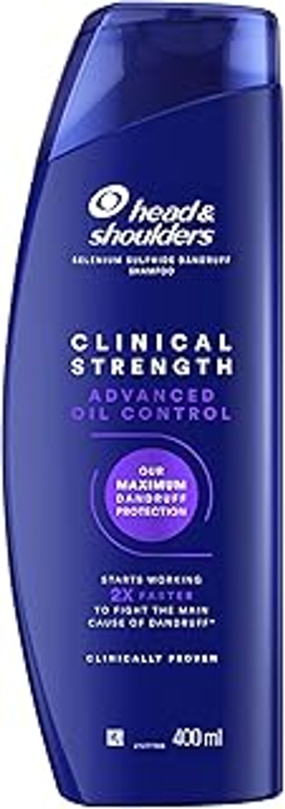 Head & Shoulders Advanced Oil Control Anti-roos shampoo met selenensulfide, 400 ml, klinische sterkte, bestrijdt hardnekkige roos en overtollige olie met frisse citrusgeur
