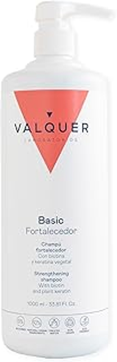 Valquer Professional Strengthening Shampoo met aloë vera, biotine en plantaardige keratine. Vrij van siliconen en parabenen. Veganistisch. pH 5-1000 ml.