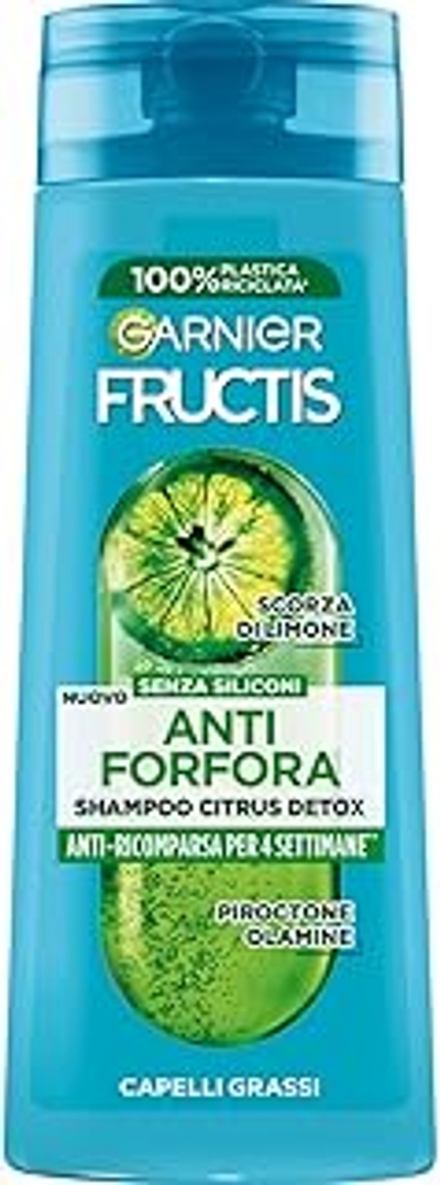 Garnier Fructis Anti-roos shampoo voor vet haar, reinigende werking, met pyroctone olamine, citrus detox, 250 ml