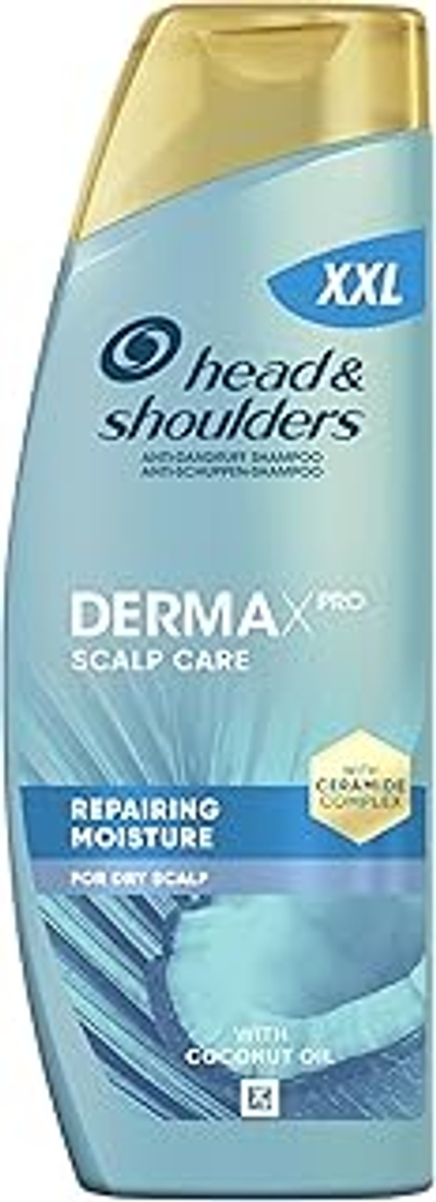 Head & Shoulders DermaXPro hydraterende anti-roos shampoo, 500 ml, met kokosolie en ceramide-complex, 72H vocht voor droge hoofdhuid