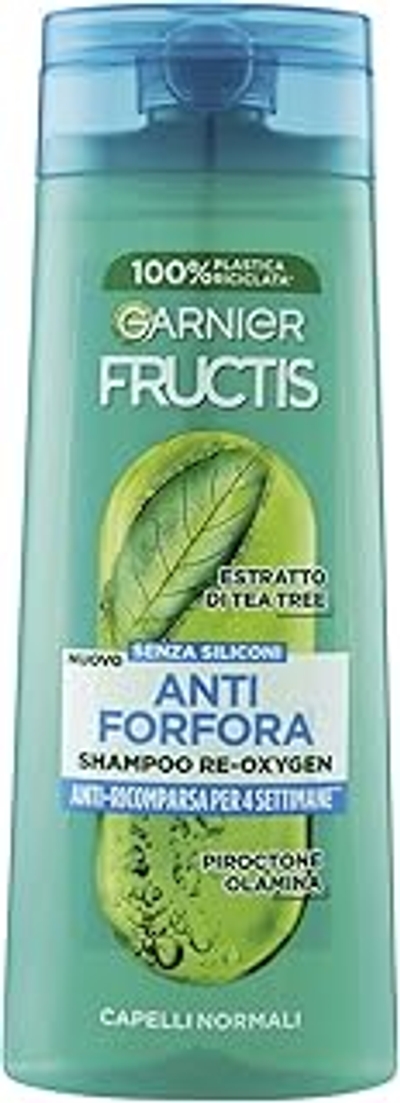 Garnier Fructis Shampoo tegen roos, voor normaal haar, hydraterend en reinigend, met tea tree-extract, Reoxygen, 250 ml