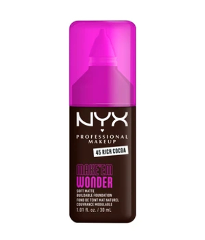 NYX Professional Make Up Make 'EM Wonder Foundation - Zachte matte finish - Met huidverzorgende vitamine C en hyaluronzuur - Rich Cocoa