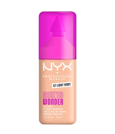 NYX Professional Make Up Make 'EM Wonder Foundation - Zachte matte finish - Met huidverzorgende vitamine C en hyaluronzuur - Light Ivory