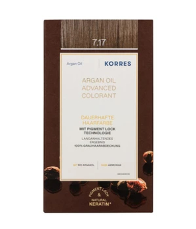 KORRES Arganolie geavanceerde haarkleuring / Middenblond Beige 7.17 Haarkleur 1 st